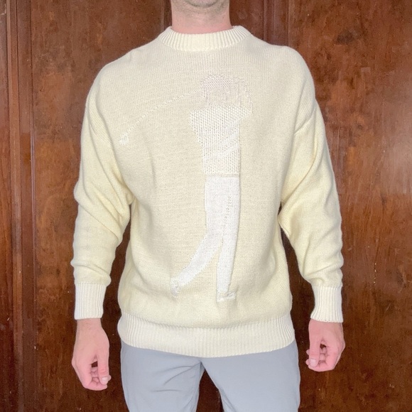 Vintage Sansabelt Golfer Cotton Knit Crewneck Sweater Yellow Men’s XL - Picture 1 of 6